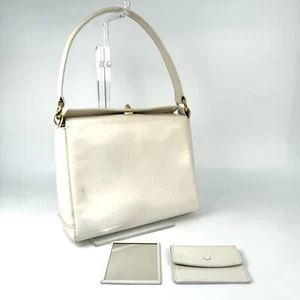 Vintage GUCCI Hand Bag Shoulder Bag Leather White Made in ITALY Authentic - Picture 1 of 18