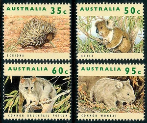 Wildlife 1992 High Values set. Echidna, Koala, Wombat, Possum MNH • FREE POST - Bild 1 von 1