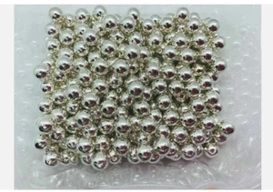 100 Pcs x 10mm Round Silver Plated Pearl Beads With Holes Jewellery Making Craft - Picture 1 of 4