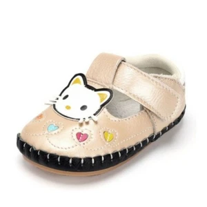 Baby Mädchen Lauflernschuhe 19~ECHTES LEDER~ Kitty beige Sandalen Slipper Schuhe - Picture 1 of 5