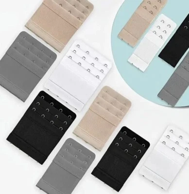 BH Verlängerung Erweiterung 3 & 4 & 5 Haken Verschluss mit Gummi Schwarz Weiß - Bild 1 von 4