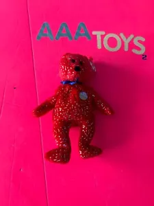 "Juguete de peluche Ty Beanie bebé oso década 10 aniversario rojo plata 8""" - Imagen 1 de 2