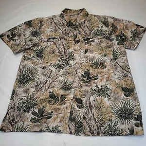 GameGuard Shirt Men Large Beige Camo Cactus Button Up Short Sleeve Vented - Picture 1 of 8