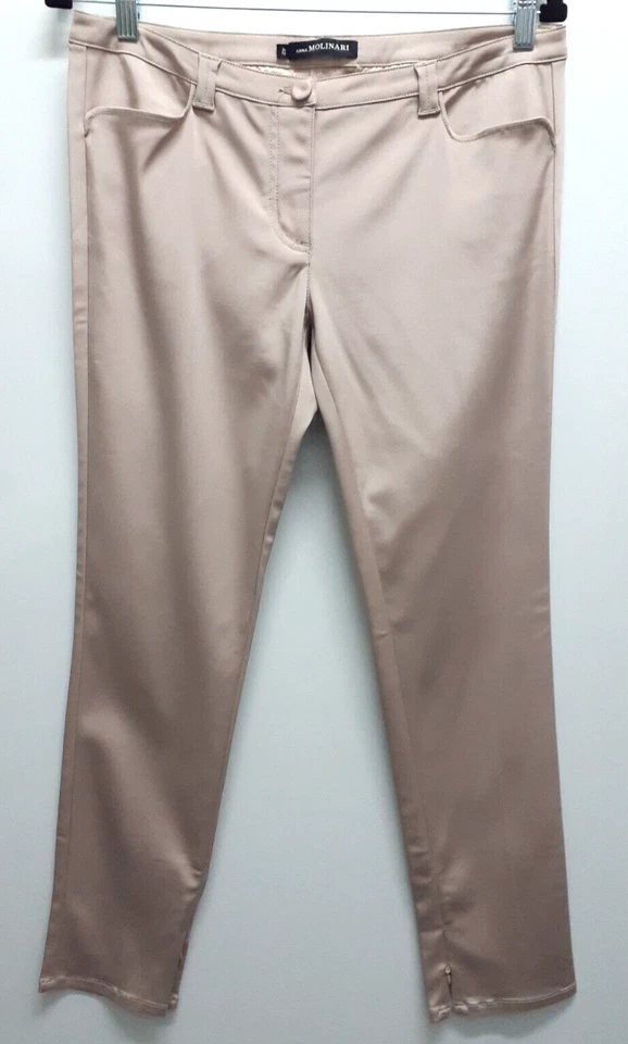 Pantalones Anna Molinari Malva Pálido Cremallera Tobillo Pierna Cónica Hechos en Italia Talla 42 Foto 1 de 4