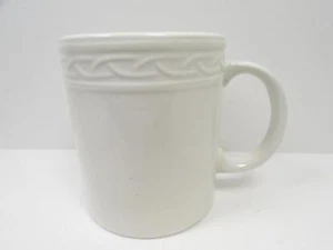 Gala by Block Mug All White Raised Chain And Rings On Rim b76 - Picture 1 of 2