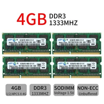 16GB 8GB 4GB 2GB PC3-10600S DDR3 1333 1.5V SO-DIMM Laptop RAM For Samsung Lot CA - Image 1 of 4
