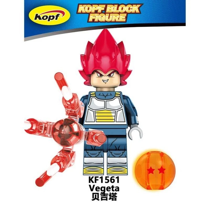2 inch Custom DragonBall Z Vegeta SSG form Minifigure with Base and red blast - Image 1 of 1