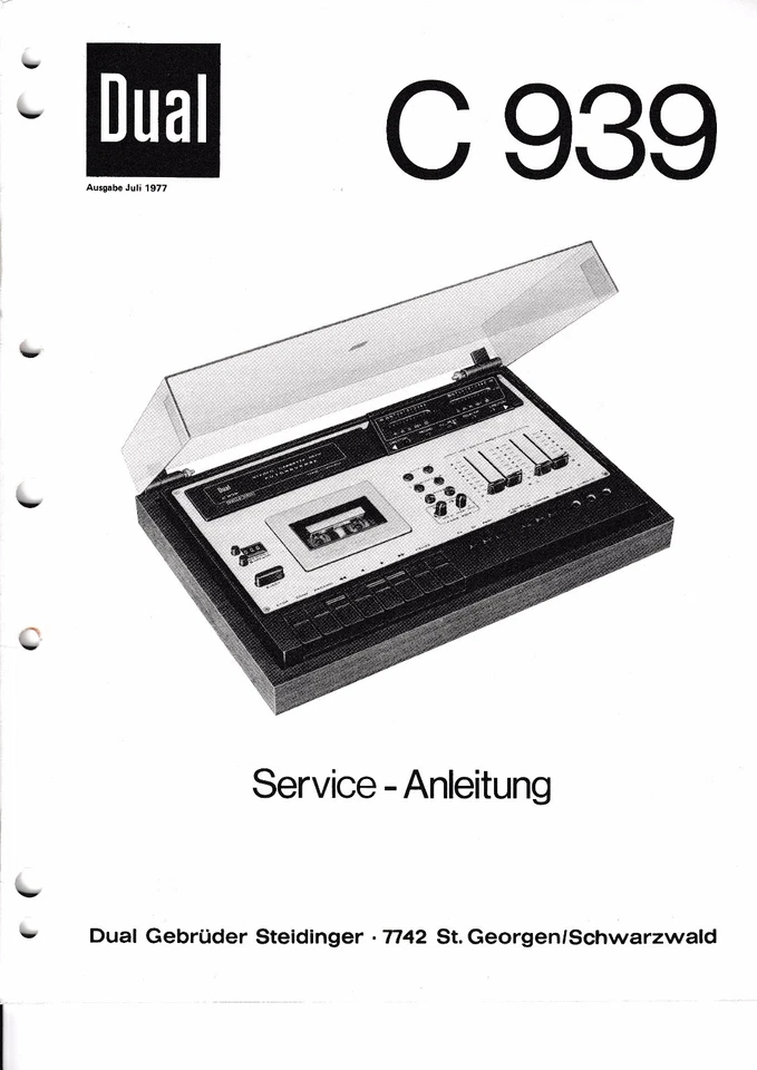Service Manual Guide For Dual C 939 - Image 1 of 1