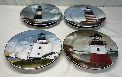 8 platos de ensalada Sakura David Carter marrón junto al mar faro Foto 1 de 4