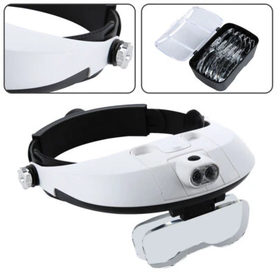 Professional Headband With 2 LED Light Jeweler Magnifier Magnifying Glass Loupe - Image 1 of 4