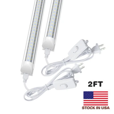 2FT LED Tube Lights T8 Garage Shop Cabinet Light Fixtures 24'' 18W-28W 2~10Pack - Image 1 of 4