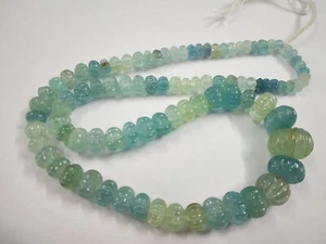 Aguamarina Rondelle Tallado Melón 1 Hilo 312 Cts 6 a 16,5 mm Piedras Preciosas Naturales - Imagen 1 de 9