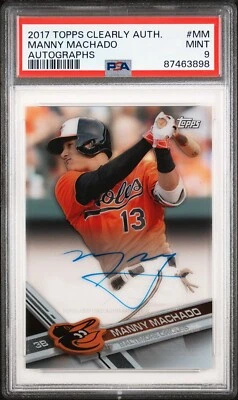 2017 Topps Clearly Authentic Manny Machado Auto - PSA 9 - Image 1 of 2