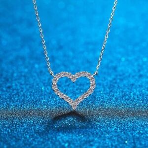0.6ct Diamond Heart Necklace Platinum & Gift Box Lab-Created VVS1/D/Excellent