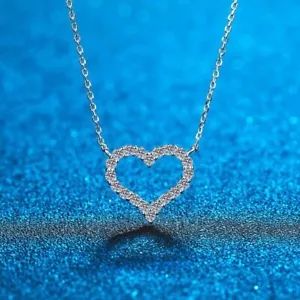 0.6ct Heart Necklace Platinum Diamond Test Pass Lab-Created VVS1/D/Excellent - Picture 1 of 3
