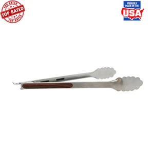 Stainless Steel Food Tongs Heat Resistant Locking Handle Ideal Cooking Serving - Picture 1 of 7