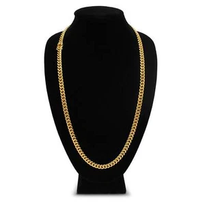 Cuban Link Chain 18K Gold Plated Curb Necklace 30" Stainless Steel Jewelry for M - Picture 1 of 19