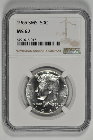1965 SMS 50c Kennedy Half Dollar NGC MS 67 Cover