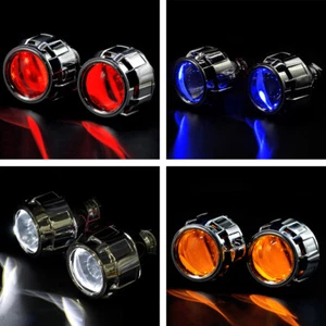 2.5'' HID Bi xenon Projector Lens Silver Shrouds Devil Eyes Headlight Retrofit - Picture 1 of 14