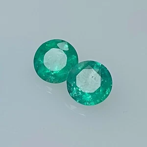 1.51 CT - Natural Zambian Emerald Fine Luster Gem Round Pair - 9621 - Picture 1 of 3