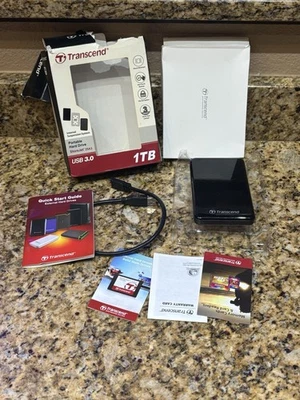 Transcend StoreJet 1TB USB 3.0 Portable External Hard Drive HDD 25A3 Tested - Image 1 of 4
