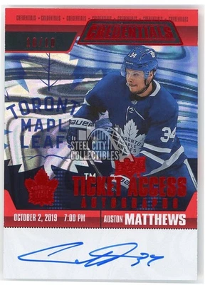 Auston Matthews 2019-20 Upper Deck Credentials Ticket Access Red Auto 10/10 - Image 1 of 2