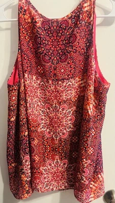 Blusa para mujer Adrienne Vittadini XL sin mangas estampado abstracto multicolor Foto 1 de 4