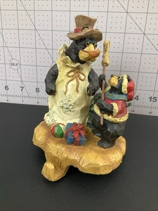 Holiday Black Mama Bear Cub Gifts Christmas stocking Shelf Mantle Hanger Holder - Picture 1 of 7