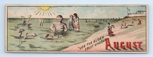 Tarjeta comercial de vinagre de frutas Alden agosto verano playa natación CC Ward Ludington MI - Imagen 1 de 2
