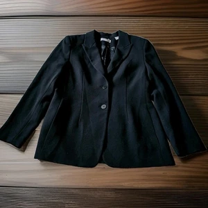 Kate Hill Petite Women’s Black Blazer Size 8P Classic Two-Button Career Jacket - Picture 1 of 8
