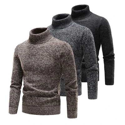 Herren Fleece Pullover Rollkragen Slim Fit Warm Herbst Winter Luxus Jumper - Bild 1 von 4