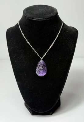 Pendant Necklace  Hand Carved Purple Amethyst  Stone God/Goddess - Image 1 of 4