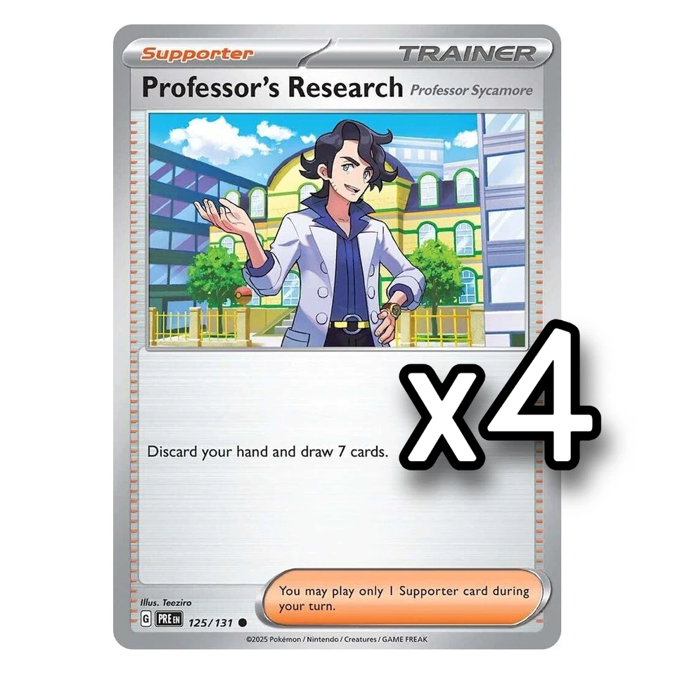 4x Professor's Research 125/131 Prismatic Evolutions Pokemon Playset x4 - Image 1 of 1