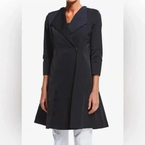 Lafayette 148 FAB! Cappotto al ginocchio con tasche in taffetà sartoriale swing colore nero 6 - Foto 1 di 10