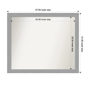 Brushed Nickel Framed Non-Beveled Custom Wall Mirror, Bathroom Vanity Mirror - Picture 1 of 5