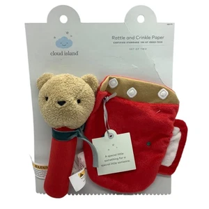 Set carta sonaglio e sonaglio Cloud Island bambino - orso e cacao caldo NUOVO NUOVO CON ETICHETTE regalo - Foto 1 di 7