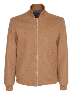 NWT EZZELINO BOMBER JACKET wool cashmere camel luxury Italy XL - Picture 1 of 4