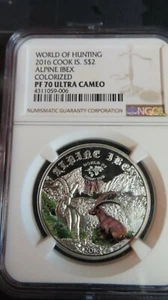 Cook Islands Alpine Ibex 2016 NGC PF PR 70 ULTRA CAMEO ultra rare .999 Silver  - Picture 1 of 7