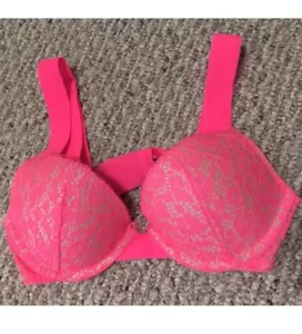 Victoria's Secret Lace Very Sexy Push Up. Strappy Bra. Thick Straps. Hot Pink.32 - Picture 1 of 1