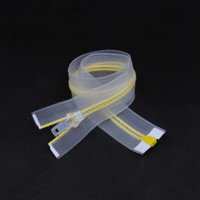 5pcs 20/80cm 5# Transparent Plastic Resin Open-End/Close-End Zipper with Puller - Image 1 of 4