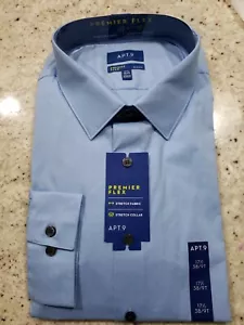 APT.9 PREMIER FLEX STRETCH FABRIC/COLLAR SLIM FIT Men's Dress Shirt Sz17.5 38/9T - Picture 1 of 3