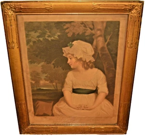 SIR JOSHUA REYNOLDS Antique Original 19thC Simplicity Portrait Stipple Engraving - Picture 1 of 12
