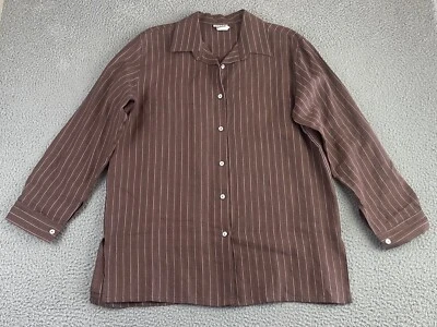 Удобная женская туника на пуговицах США большой коричневый топ с воротником Lagenlook Easy Living - Изображение 1 из 4