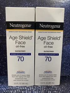 Lote de 2 protectores solares faciales Neutrogena Age Shield FPS 70 3,0 fl oz Ea exp: 10/26+ nuevos - Imagen 1 de 5