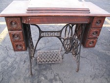 Antique 1891 Singer Treadle Sewing Machine 7 Drawer  Oak Table #L1057018