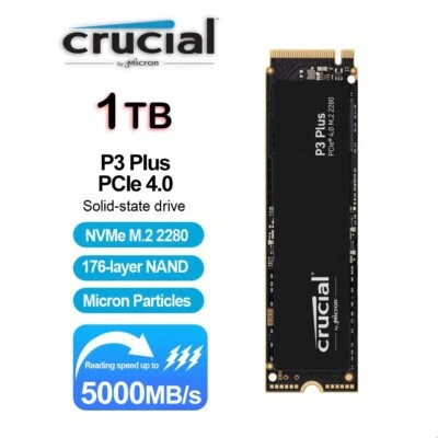Crucial P3 Plus 1TB M.2 PCIe Gen3 NVMe 5000 MB/s, M.2 . CT1000P3PSSD8