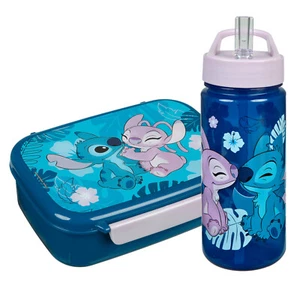 Scooli Trinkflasche + Brotbüchse STITCH m. Schnappverschluss, Strohhalm, Einsatz - Bild 1 von 7