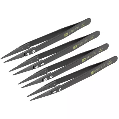 ESD Precision Anti-Static Tweezers Straight Pointed For Craft Jewelry 4 Pcs • 11.97€