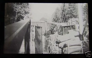 Glass Magic lantern slide LOCK ON CANAL C1920 NORWAY PHOTO - Picture 1 of 2