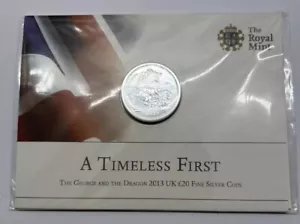 2013 Royal Mint The Timeless First .999 Fine Silver UK BU Twenty Pounds £20 coin - Picture 1 of 6